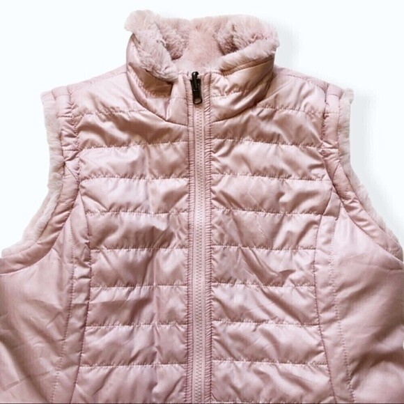 NICOLE Miller Reversible Vest Zip Up Puffer Vest Faux Fur Pastel Soft Pink Small - Picture 4 of 11